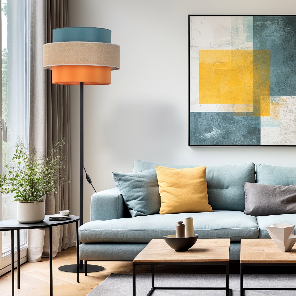 Lampa podłogowa TK-Lighting TRIO TKL6452 kolor - czarny - multikolor styl Nowoczesny  Boho