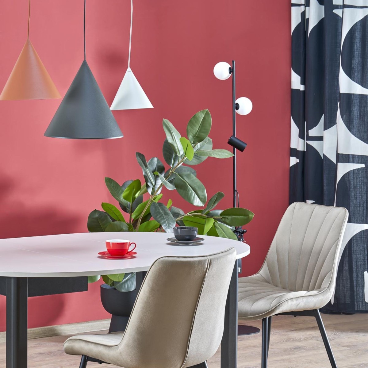 Lampa wisząca TK-Lighting CONO TKL6633  Lampa sufitowa kolor - czarny - beżowy styl Nowoczesny  Rustykalny