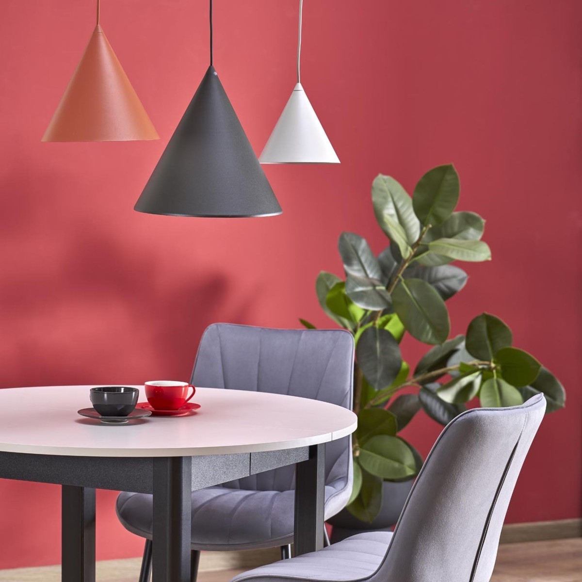 Lampa wisząca TK-Lighting CONO TKL6633  Lampa sufitowa kolor - czarny - beżowy styl Nowoczesny  Rustykalny