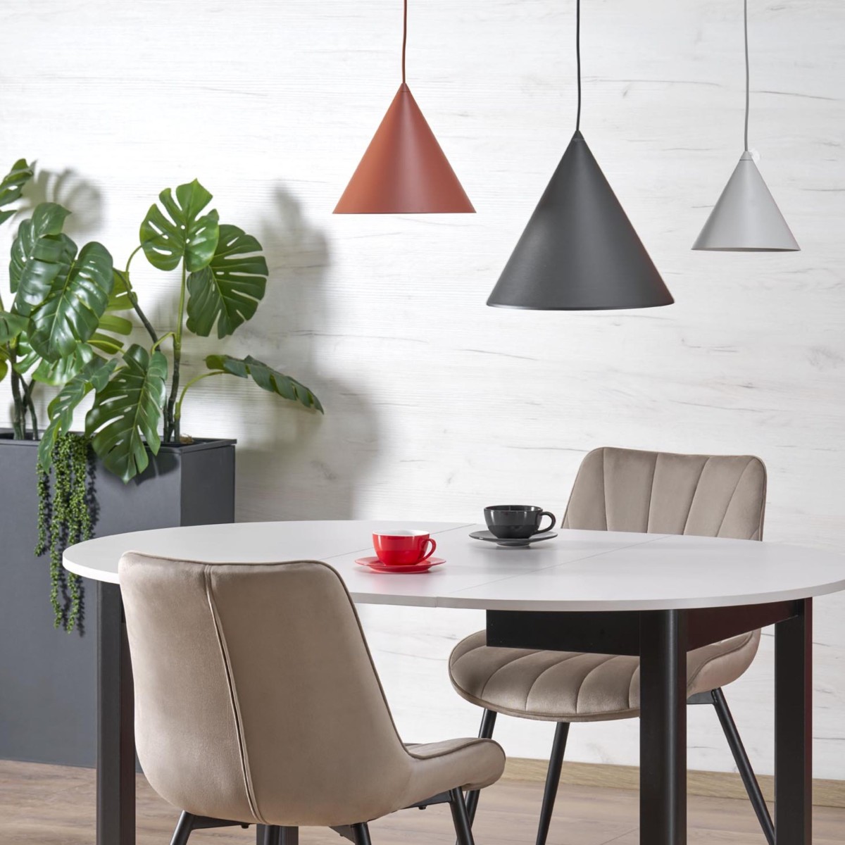 Lampa wisząca TK-Lighting CONO TKL6633  Lampa sufitowa kolor - czarny - beżowy styl Nowoczesny  Rustykalny