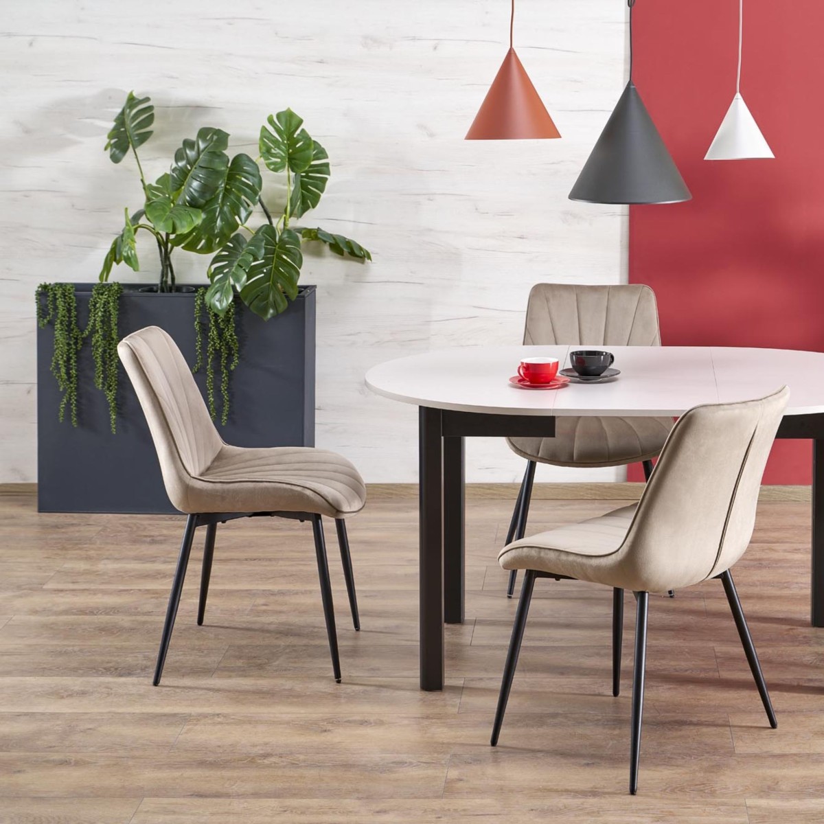 Lampa wisząca TK-Lighting CONO TKL6633  Lampa sufitowa kolor - czarny - beżowy styl Nowoczesny  Rustykalny