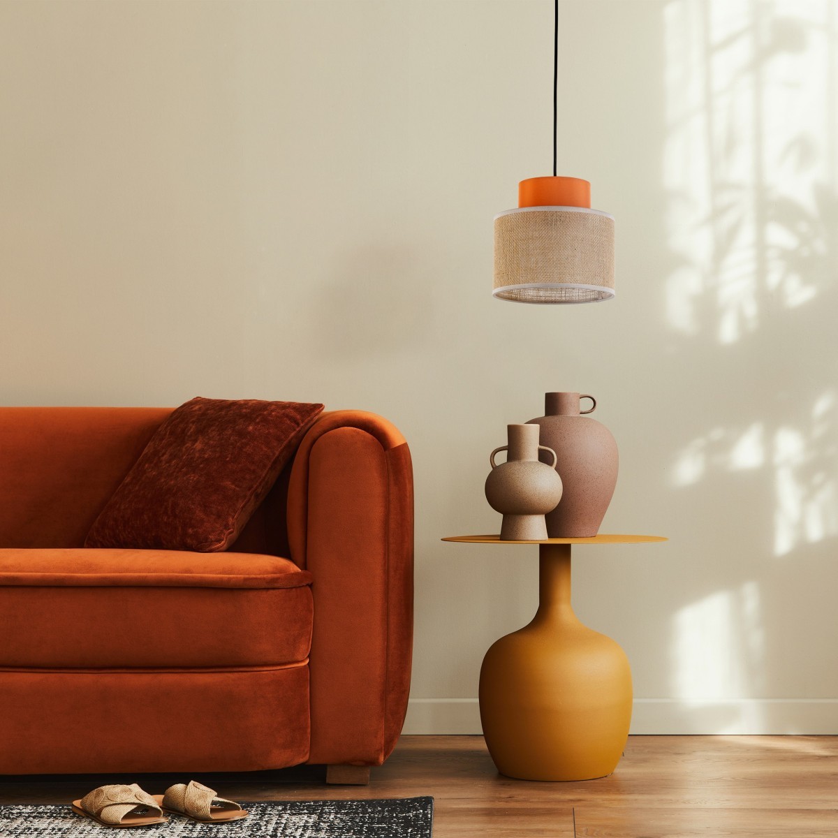 Lampa wisząca TK-Lighting DUO TKL3255  Lampa sufitowa kolor - czarny - juta styl Nowoczesny  Boho