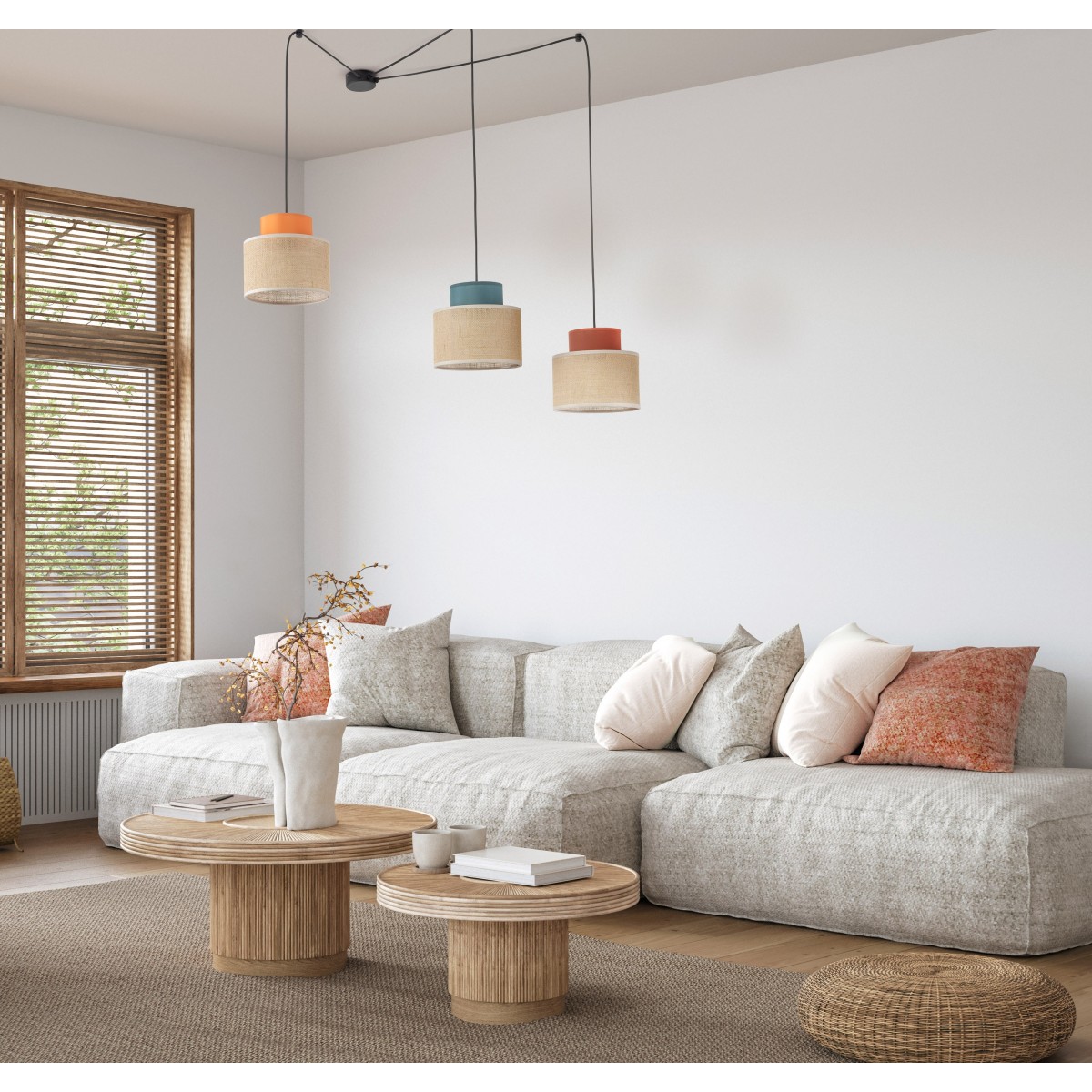 Lampa wisząca TK-Lighting DUO TKL3140  Lampa sufitowa kolor - czarny - juta styl Nowoczesny  Boho