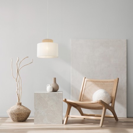 Lampa wisząca TK-Lighting DUO TKL1856  Lampa sufitowa kolor - biały - juta styl Nowoczesny  Loftowy