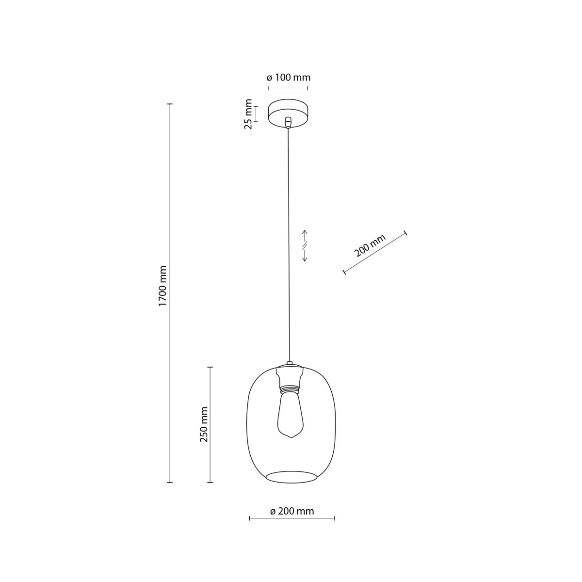 Lampa wisząca TK-Lighting ELIO TKL4339 kolor - czarny - transparentny styl Nowoczesny  Loftowy