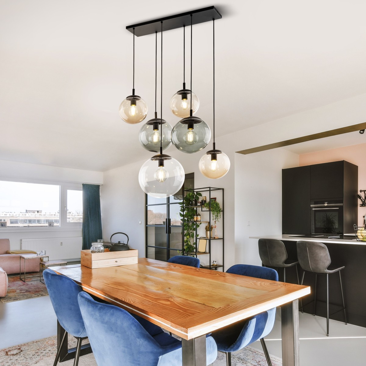 Lampa wisząca TK-Lighting ESME TKL4819  Lampa sufitowa kolor - czarny - transparentny styl Nowoczesny  Glamour