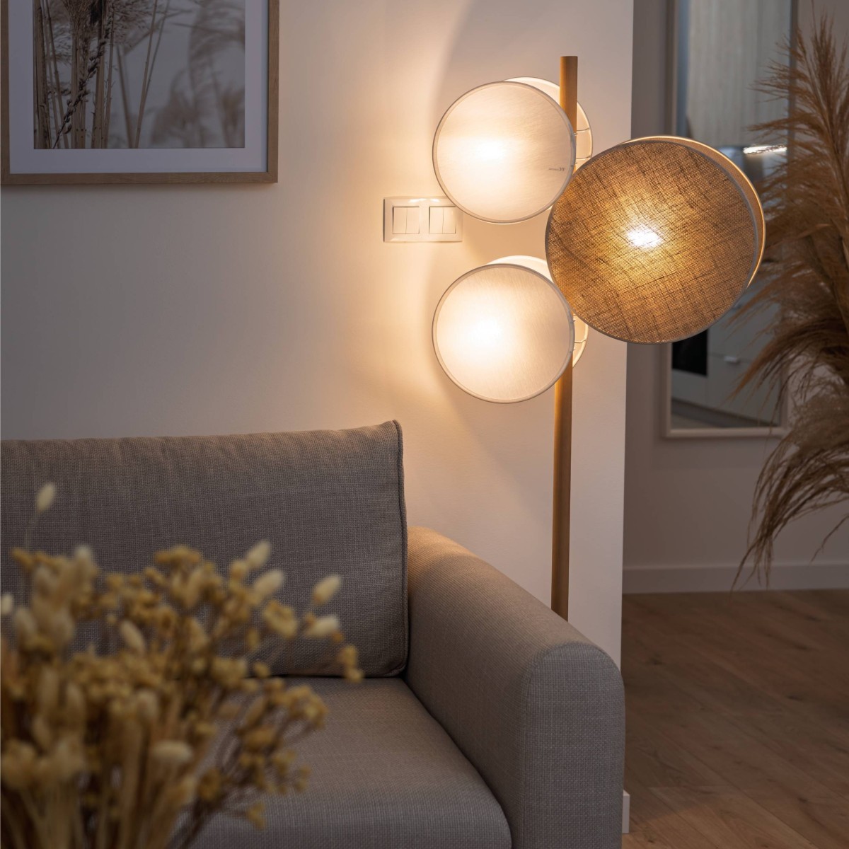 Lampa podłogowa TK-Lighting PULSE TKL5960 kolor - biały - sosna styl Nowoczesny  Boho