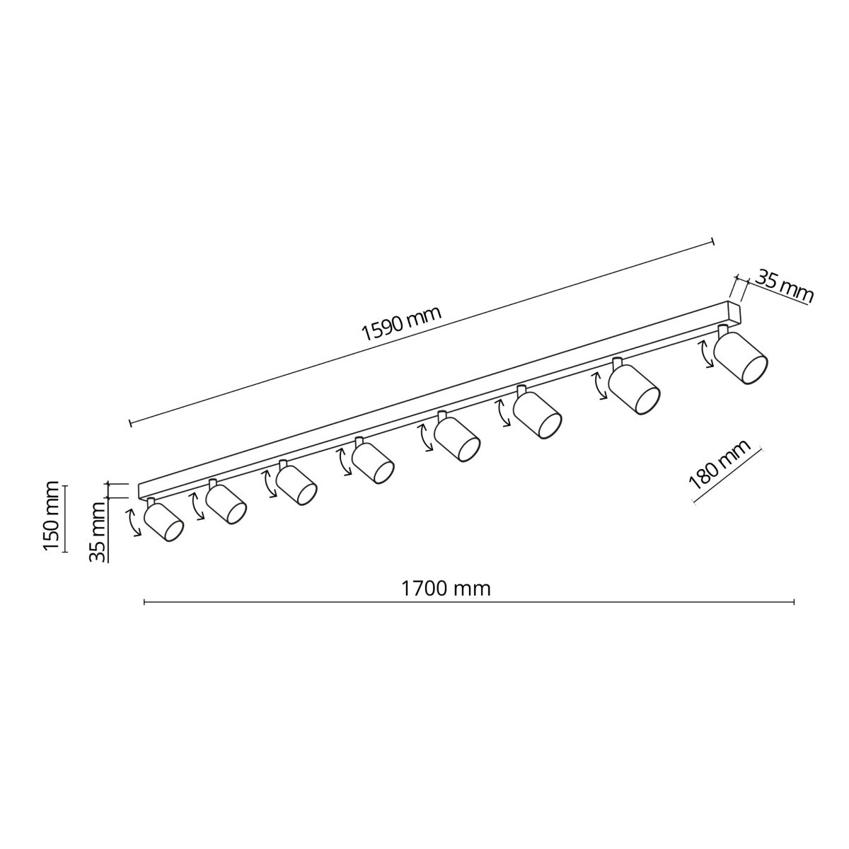Lampa sufitowa TK-Lighting TOP TKL6179  Lampa ścienna kolor - czarny styl Nowoczesny  Loftowy
