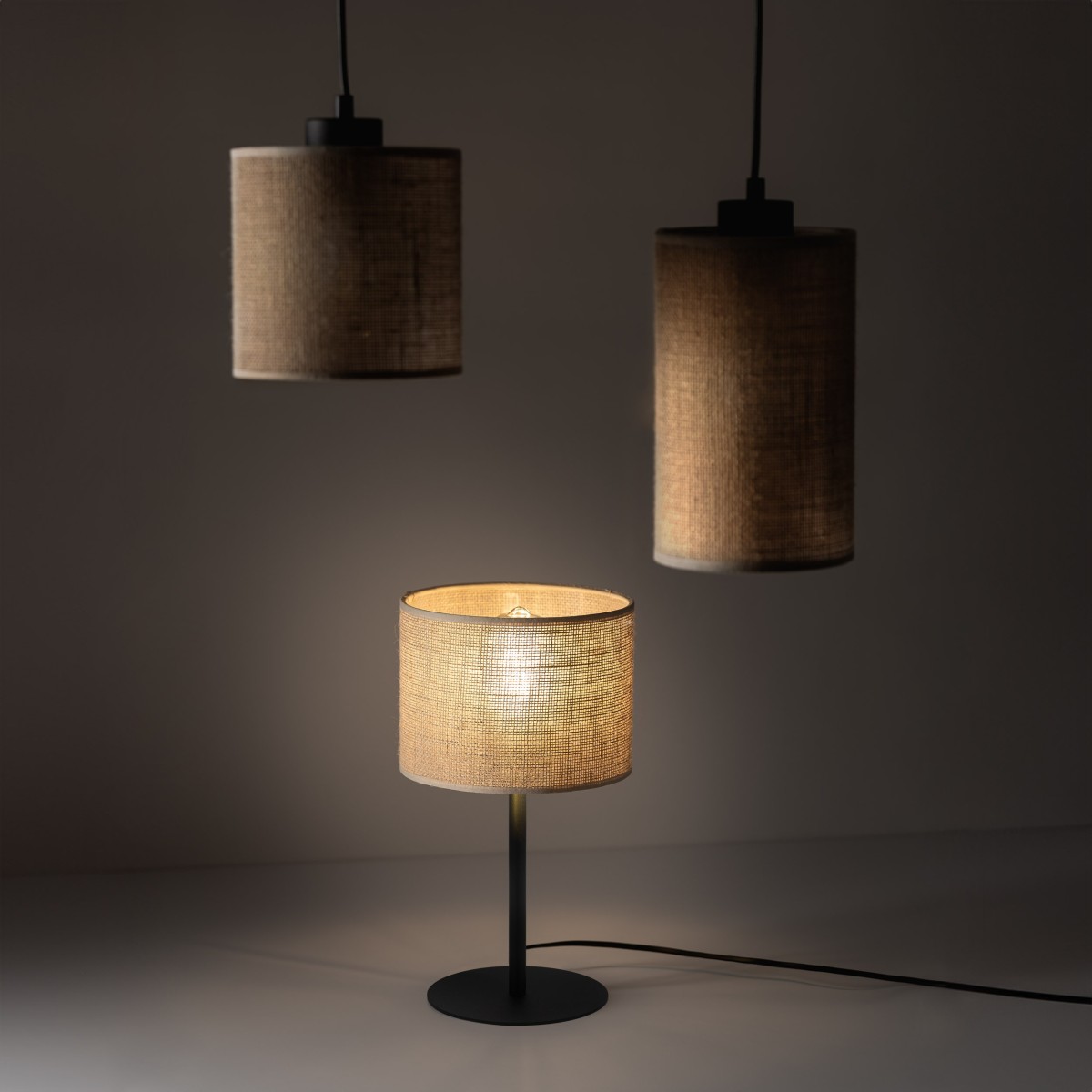 Lampka nocna TK-Lighting JUTA TKL5552 kolor - czarny - juta styl Klasyczny  Boho