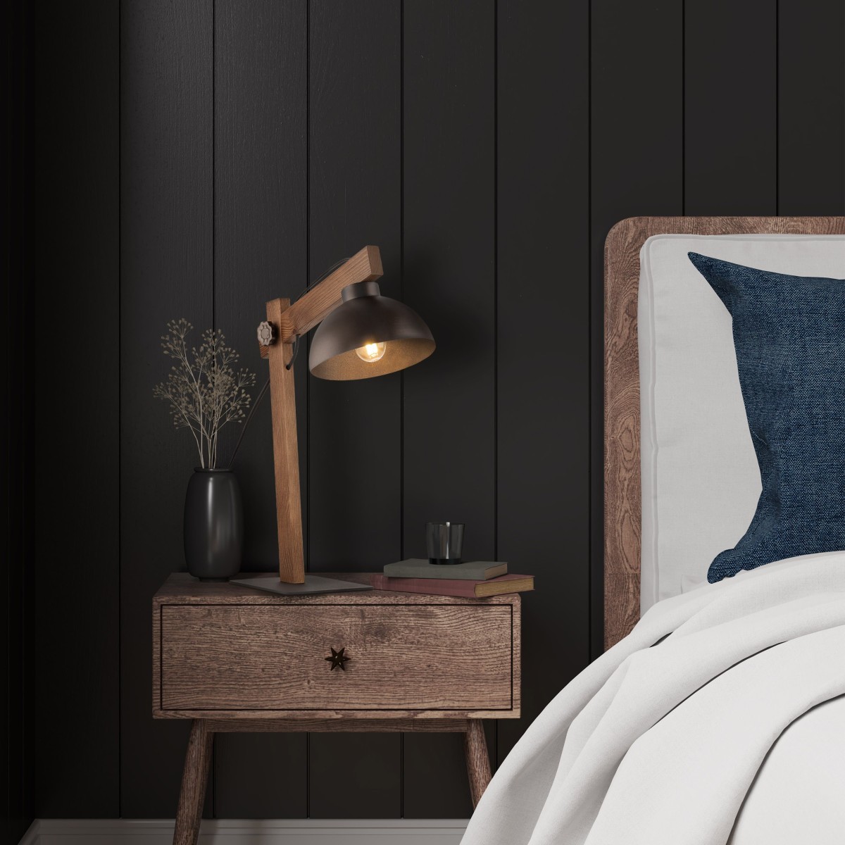 Lampka nocna TK-Lighting OSLO TKL5788 kolor - brązowy - orzech styl Nowoczesny  Loftowy