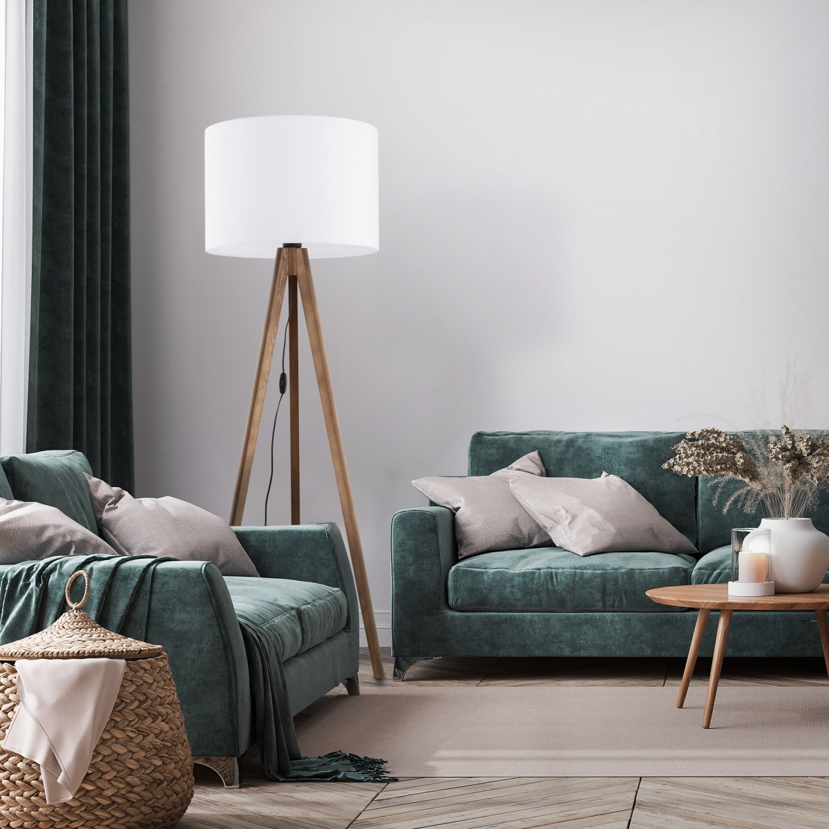 Lampa podłogowa TK-Lighting GRAND TKL16003 kolor - orzech - biały styl Nowoczesny  Boho