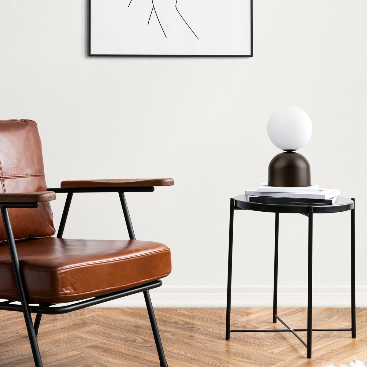 Lampka nocna TK-Lighting MIKI TKL16043 kolor - brązowy - biały styl Nowoczesny  Loftowy