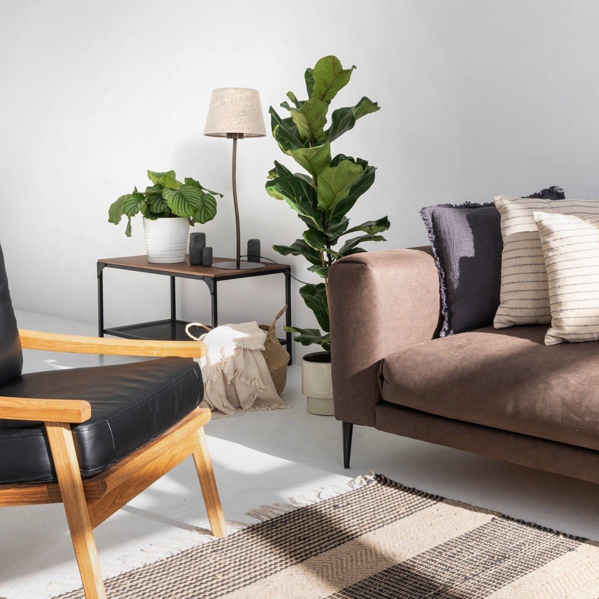 Lampka nocna TK-Lighting NICOLA TKL16027 kolor - brązowy - len styl Nowoczesny  Boho