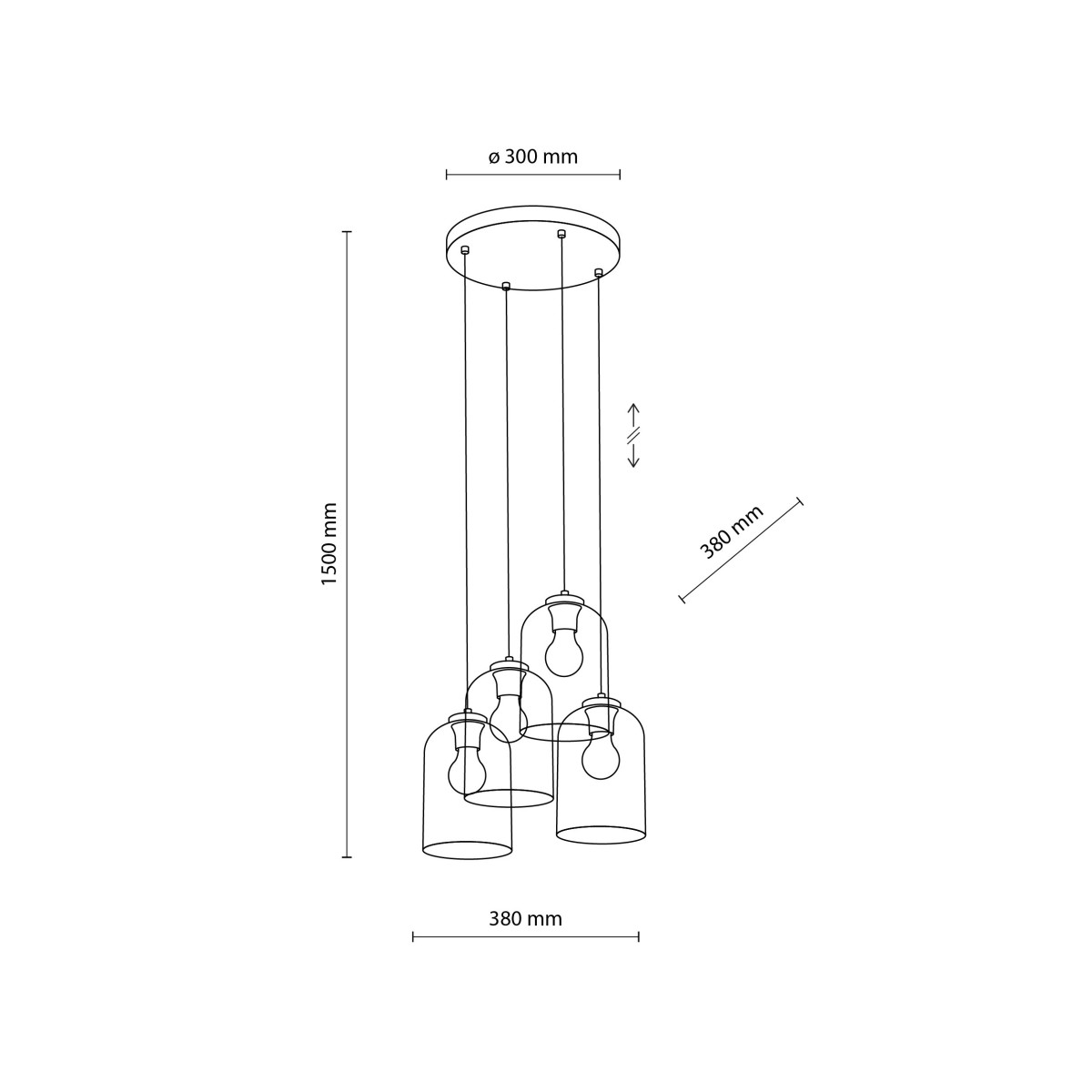 Lampa wisząca TK-Lighting MOLLY TKL10301 kolor - czarny - transparentny styl Nowoczesny  Glamour