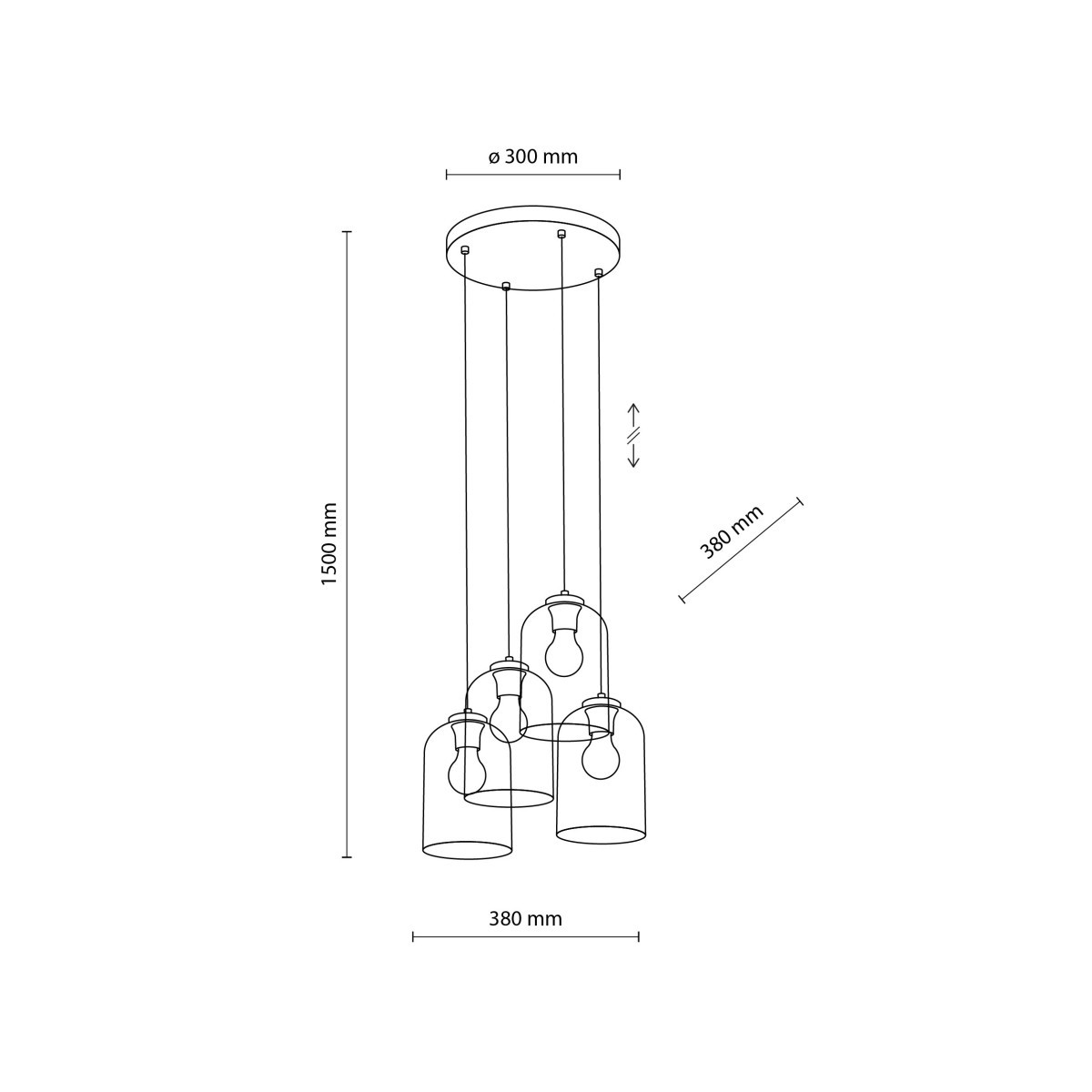Lampa wisząca TK-Lighting MOLLY TKL10301 kolor - czarny - transparentny styl Nowoczesny  Glamour