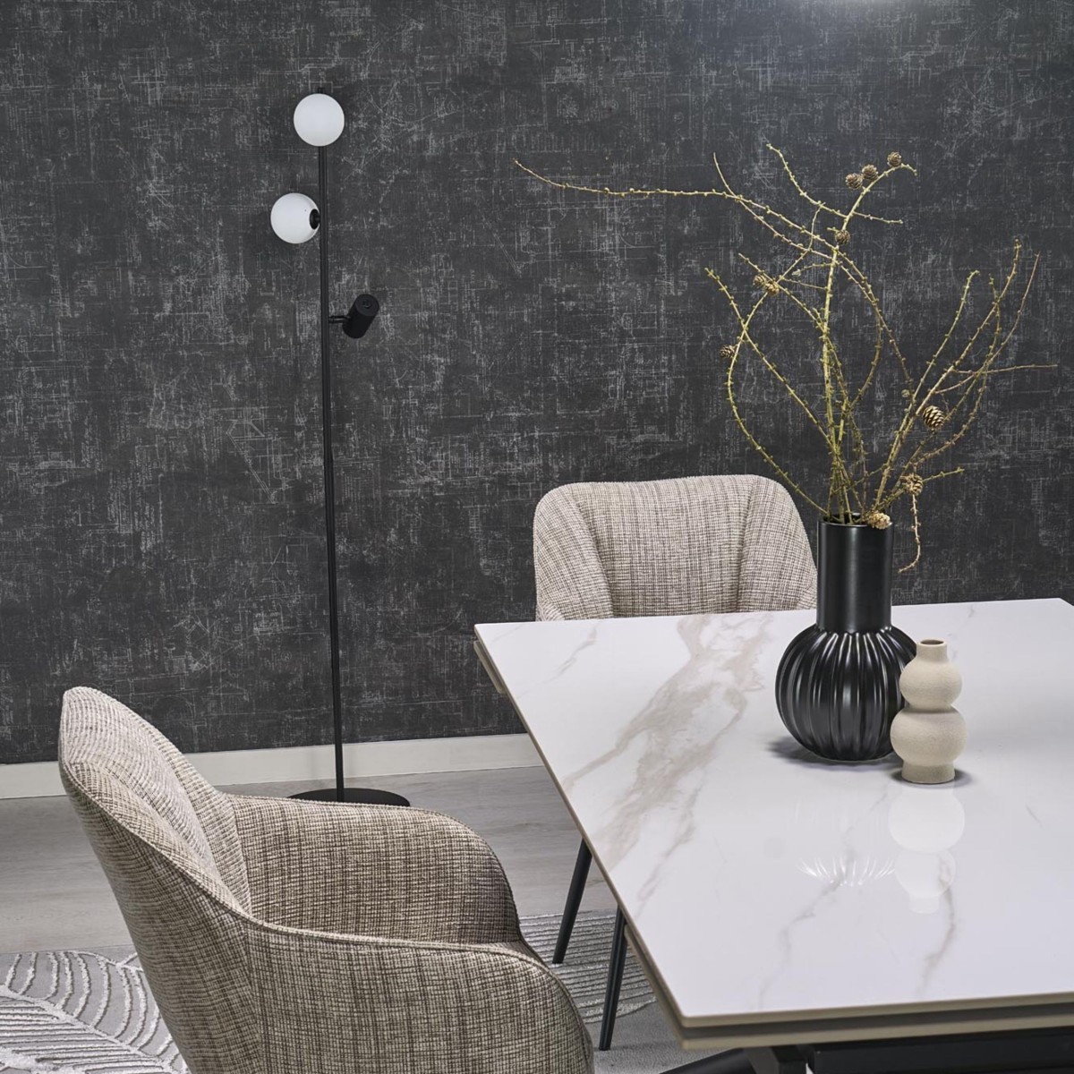 Lampa podłogowa TK-Lighting VOX TKL16063 kolor - czarny - biały styl Nowoczesny  Loftowy