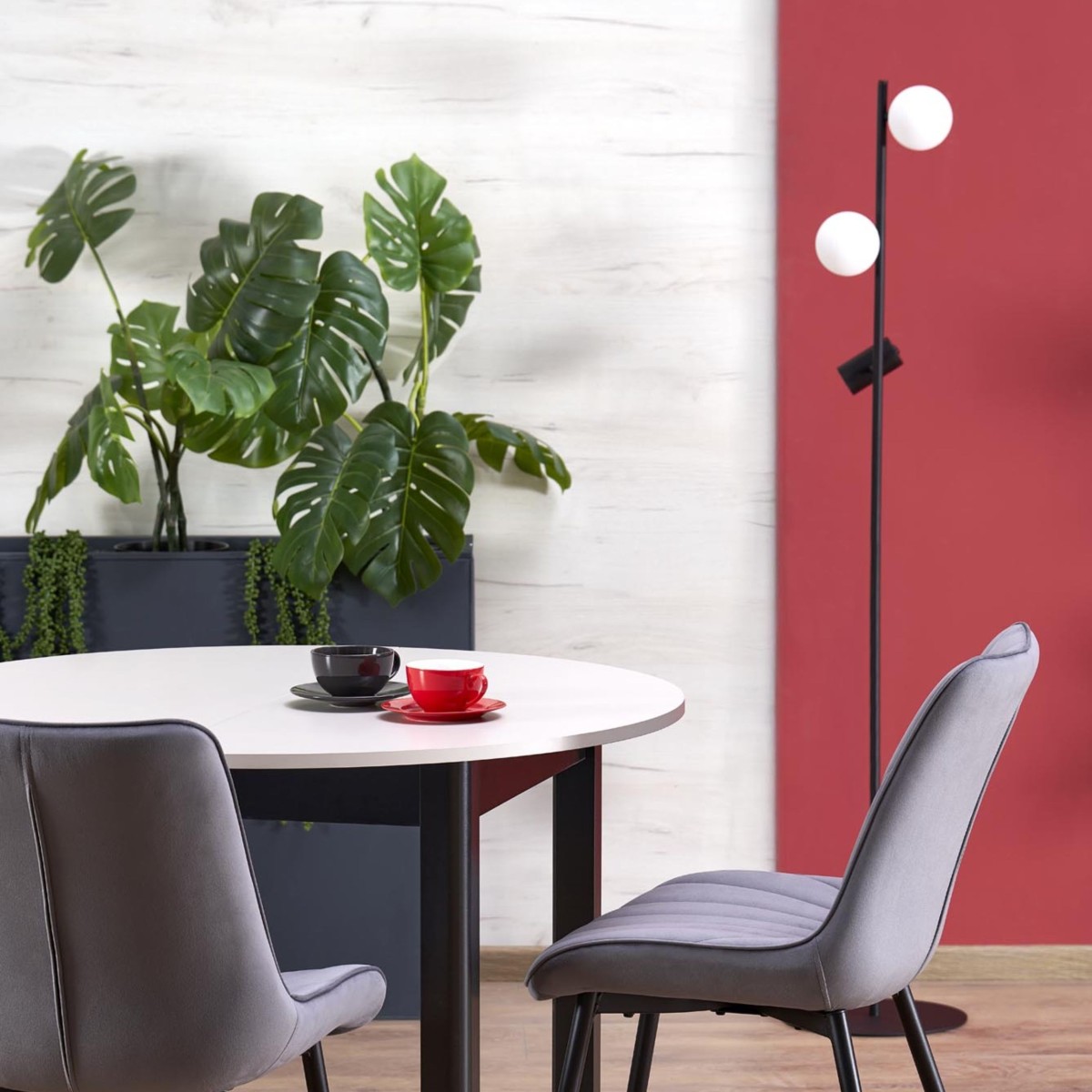 Lampa podłogowa TK-Lighting VOX TKL16063 kolor - czarny - biały styl Nowoczesny  Loftowy