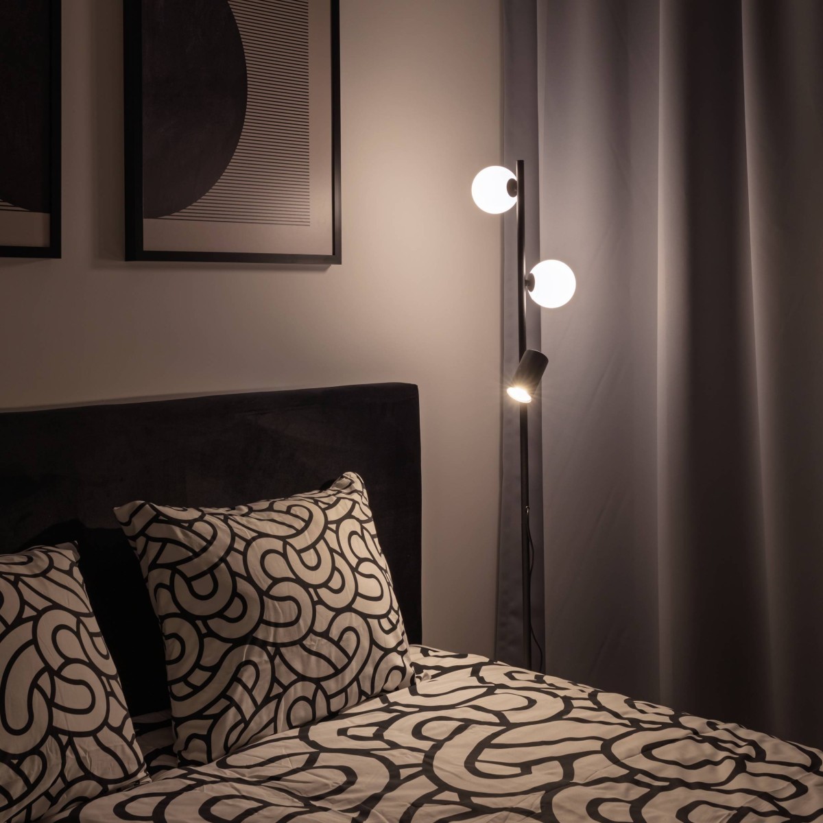 Lampa podłogowa TK-Lighting VOX TKL16063 kolor - czarny - biały styl Nowoczesny  Loftowy