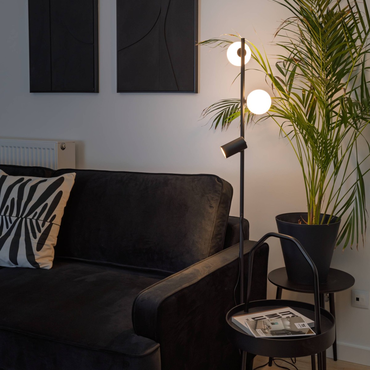 Lampa podłogowa TK-Lighting VOX TKL16063 kolor - czarny - biały styl Nowoczesny  Loftowy