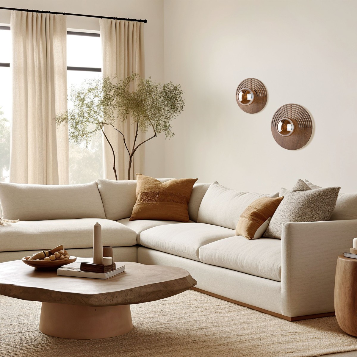 Kinkiet TK-Lighting LUNAR TKL11014 kolor - dąb - biały styl Nowoczesny  Glamour