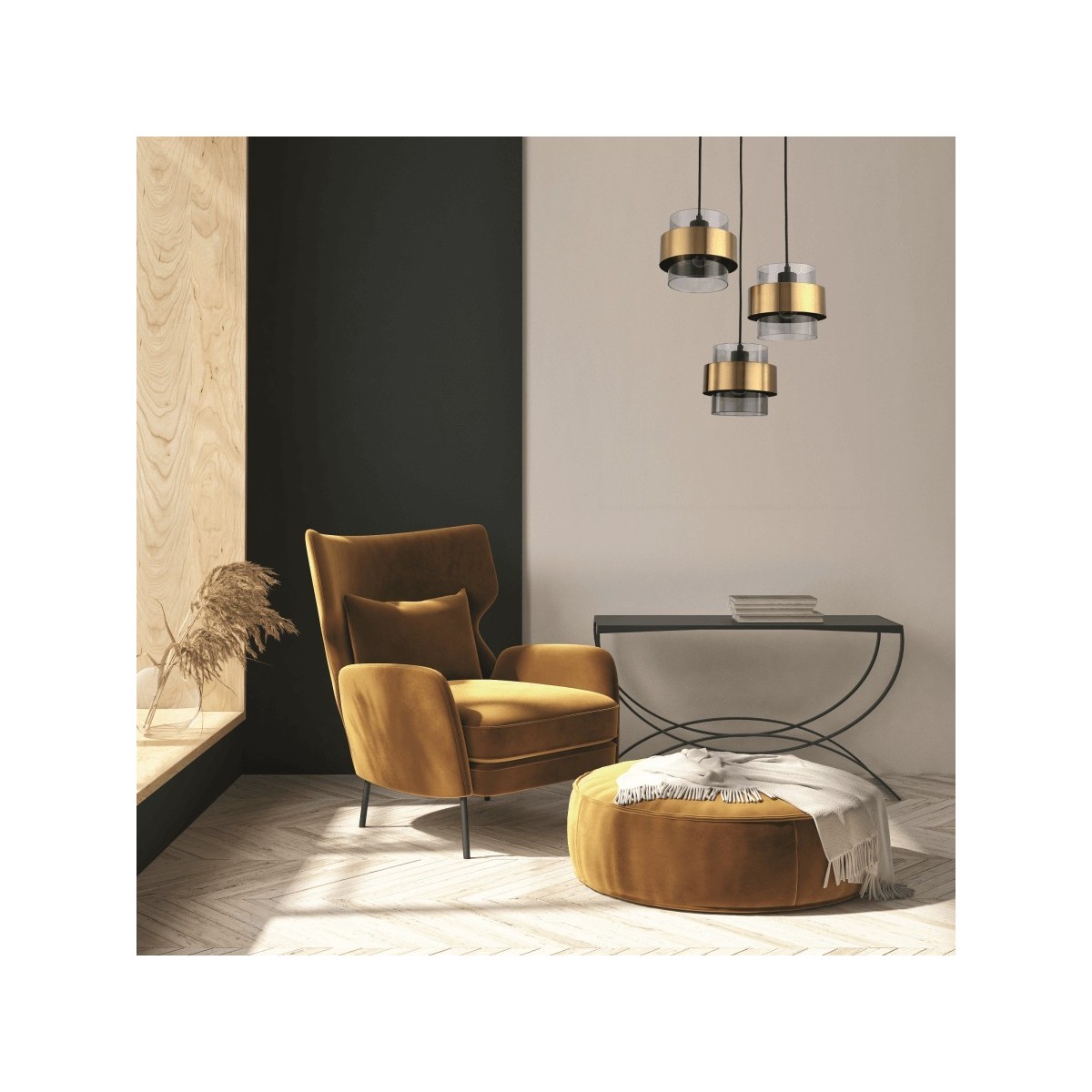 Light Prestige LP-866/1P SM/GD Lampa wisząca Miele dymna 1xE27