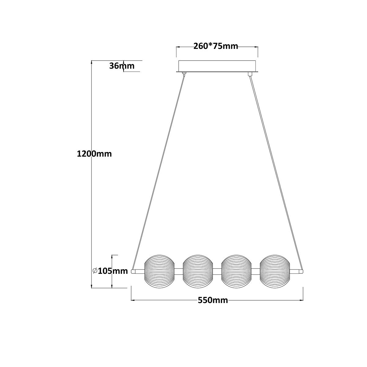 Light Prestige LP-3303/4L GD Lampa wisząca Brillant 4 złota LED CCT