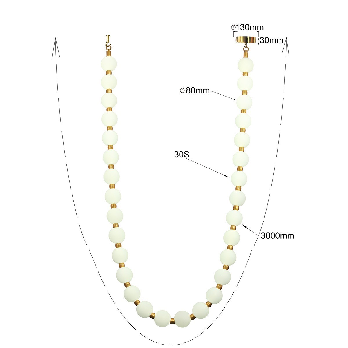 Light Prestige LP-002/3M CCT Lampa wisząca Dorado Rope 3 m złota LED CCT