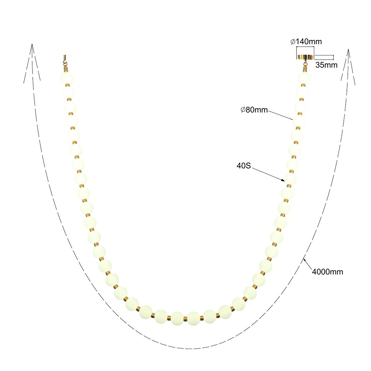 Light Prestige LP-002/4M CCT Lampa wisząca Dorado Rope 4 m złota LED CCT