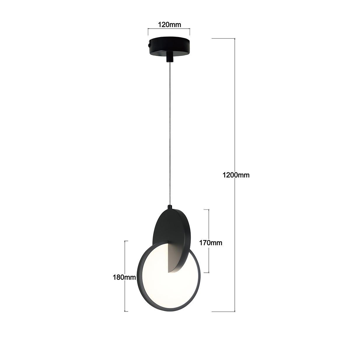 Light Prestige LP-1311/1P BK Lampa wisząca Circlo czarna LED CCT