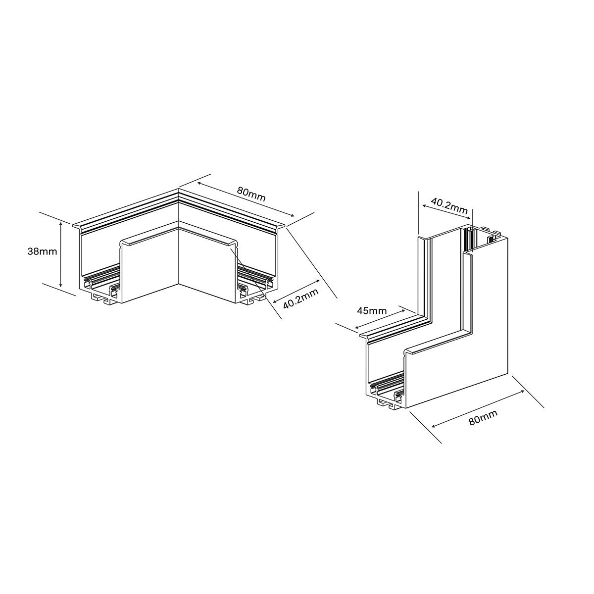 Light Prestige LP-656-MAG SLIM L RS kąt WH Łącznik podtynkowy L sufit-ściana Magnetic Slim biały