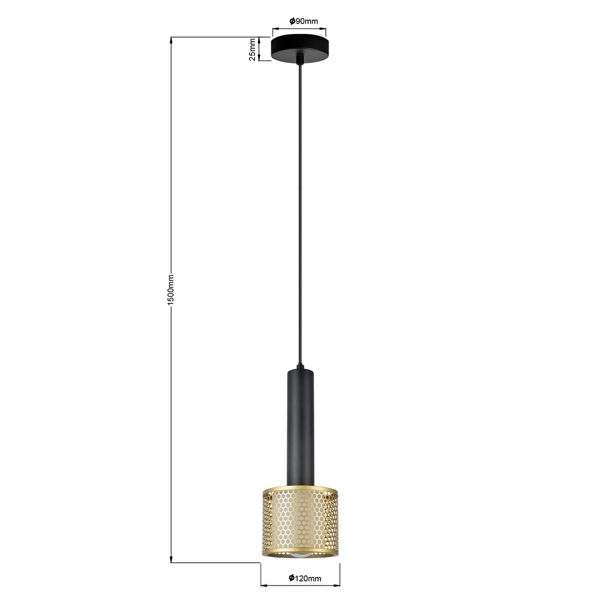 Light Prestige LP-0702/1P GD Lampa wisząca Amo złoto-czarna 1xE27