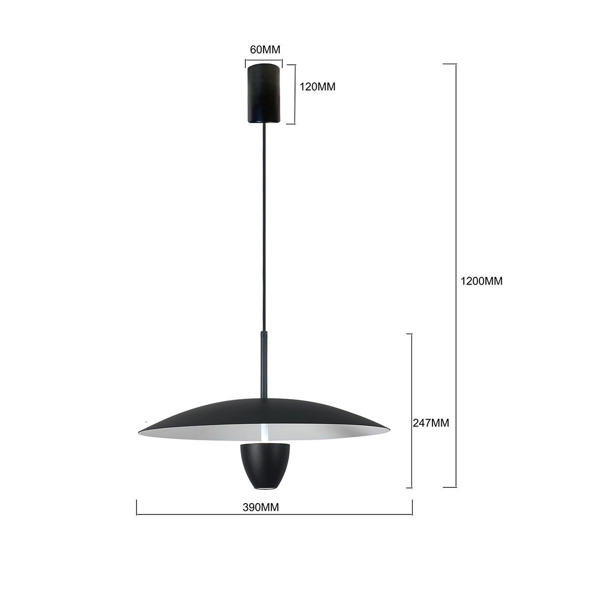 Light Prestige LP-0408/1P M BK Lampa wisząca Ufo M czarna LED CCT