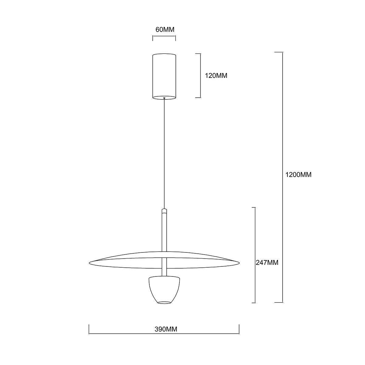 Light Prestige LP-0408/1P M BK Lampa wisząca Ufo M czarna LED CCT
