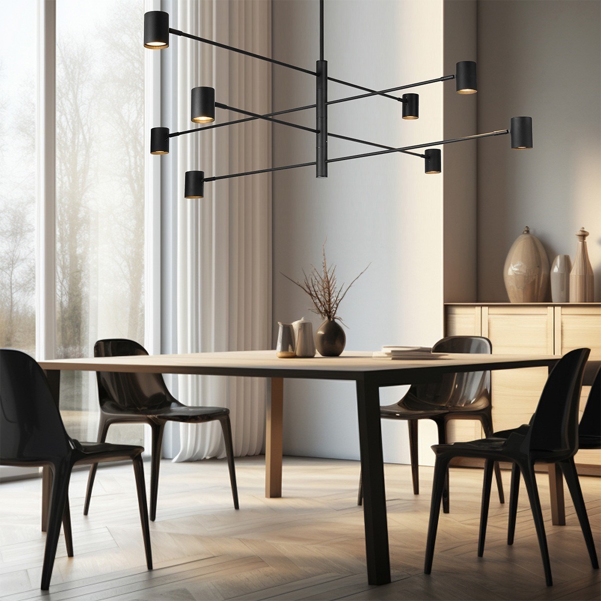 Light Prestige LP-731/8P BK Lampa wisząca Snow 8 czarna 8xGU10