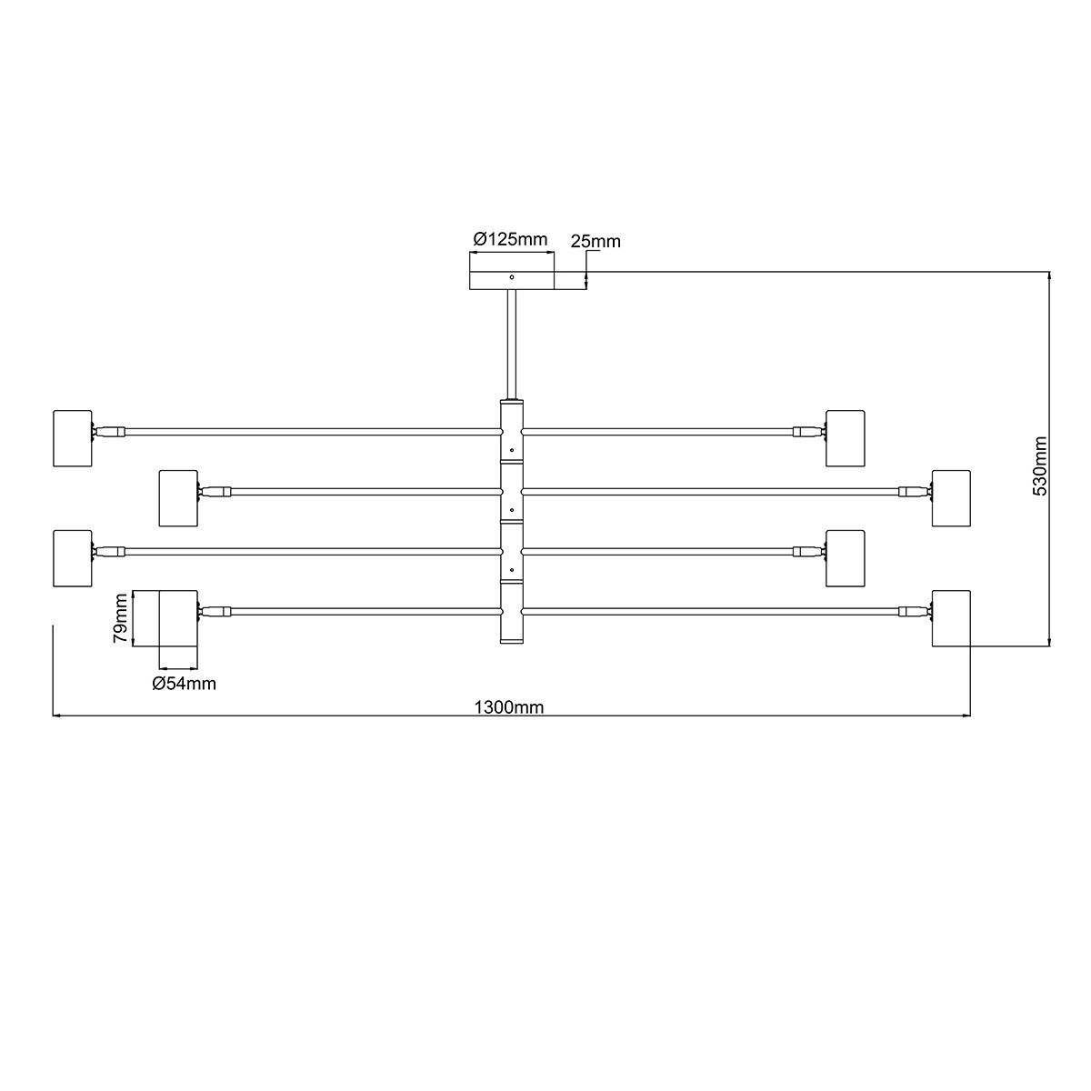 Light Prestige LP-731/8P BK Lampa wisząca Snow 8 czarna 8xGU10