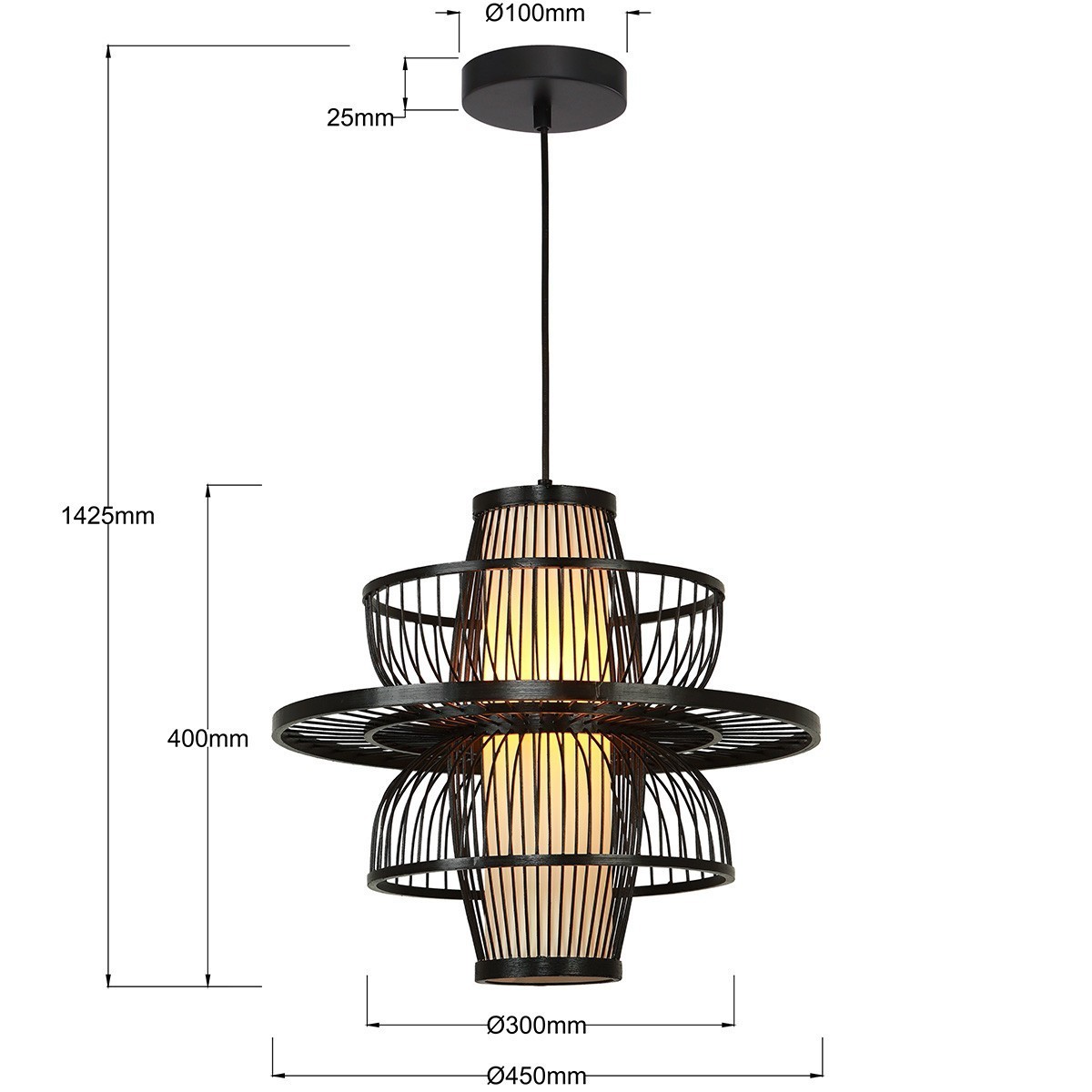 Light Prestige LP-3110/1P BK Rattanowa lampa wisząca Astra czarna 1xE27