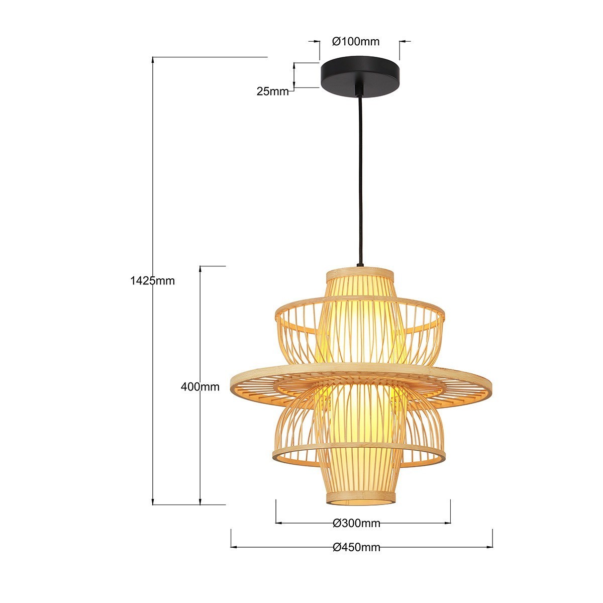 Light Prestige LP-3110/1P NT Rattanowa lampa wisząca Astra naturalna 1xE27