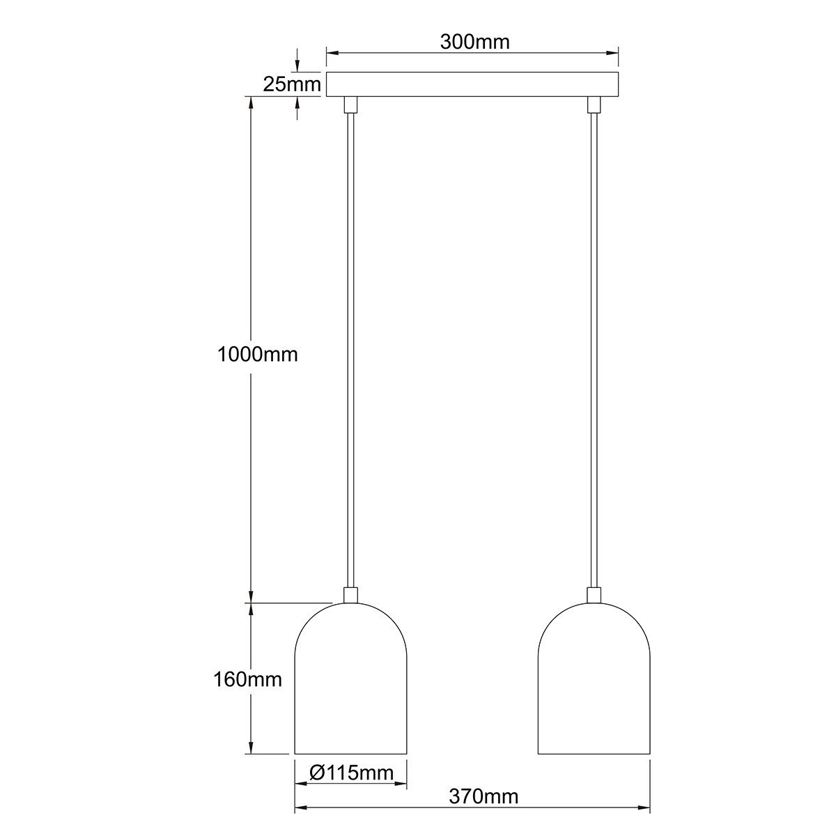 Light Prestige LP-0110/2L BK Metalowa lampa wisząca Nilo czarna 2xGU10
