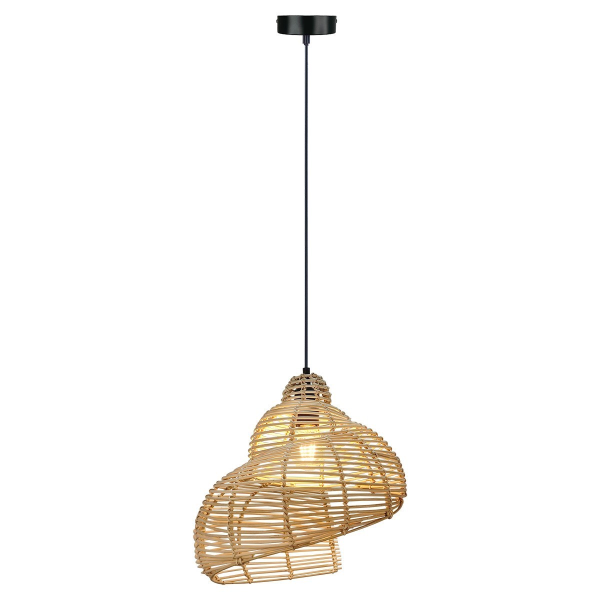 Light Prestige LP-1806/1P 40cm Rattanowa lampa wisząca Shella 40 cm jasne drewno 1xE27