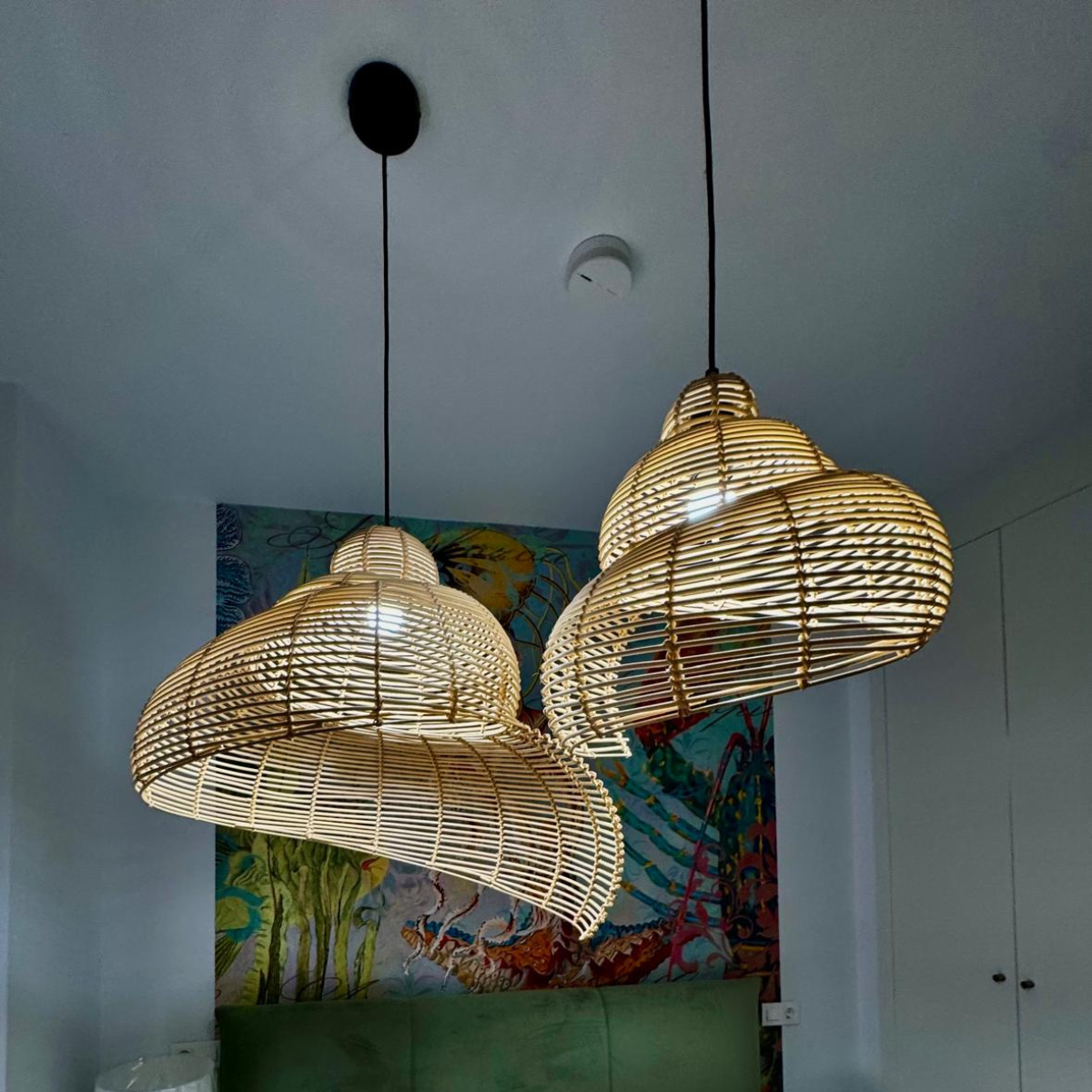 Light Prestige LP-1806/1P 40cm Rattanowa lampa wisząca Shella 40 cm jasne drewno 1xE27