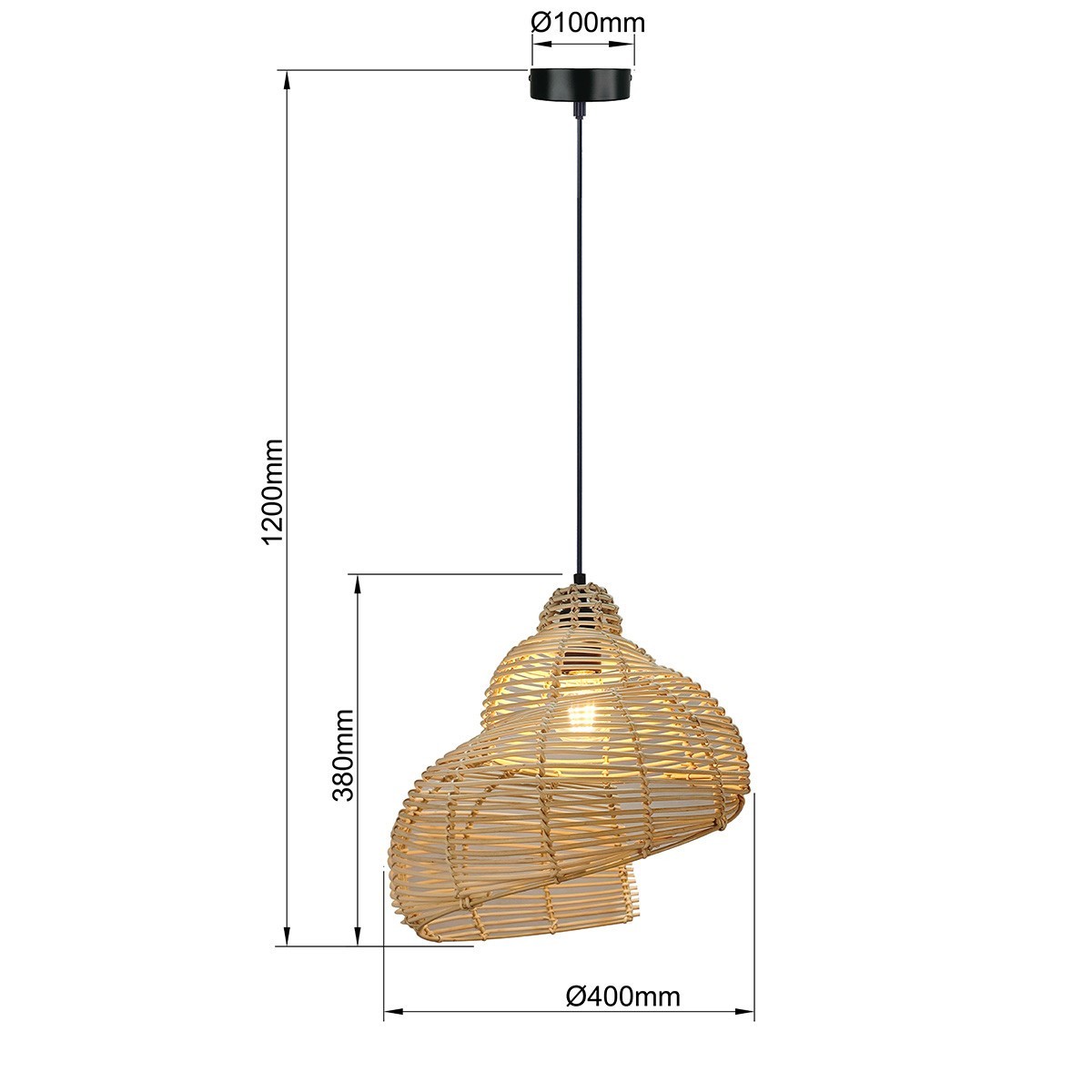 Light Prestige LP-1806/1P 40cm Rattanowa lampa wisząca Shella 40 cm jasne drewno 1xE27