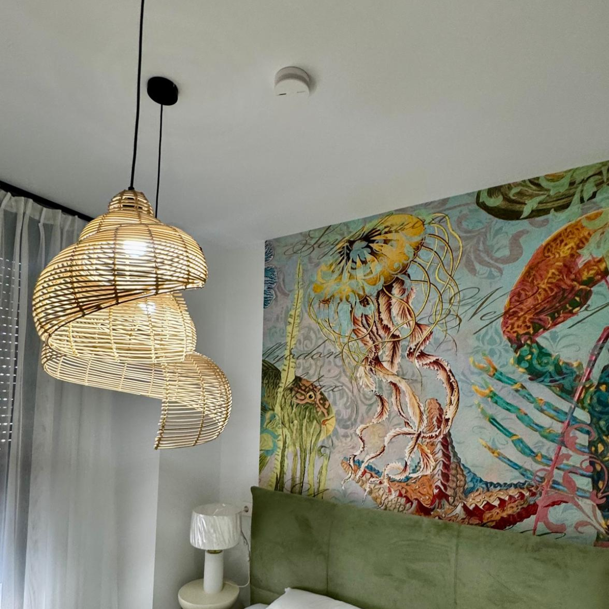 Light Prestige LP-1806/1P 60cm Rattanowa lampa wisząca Shella 60 cm jasne drewno 1xE27