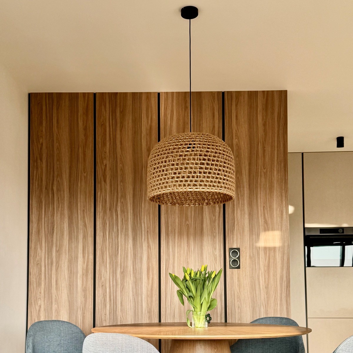 Light Prestige LP-2025/1P 50 cm Rattanowa lampa wisząca Kanso 50 cm jasne drewno 1xE27