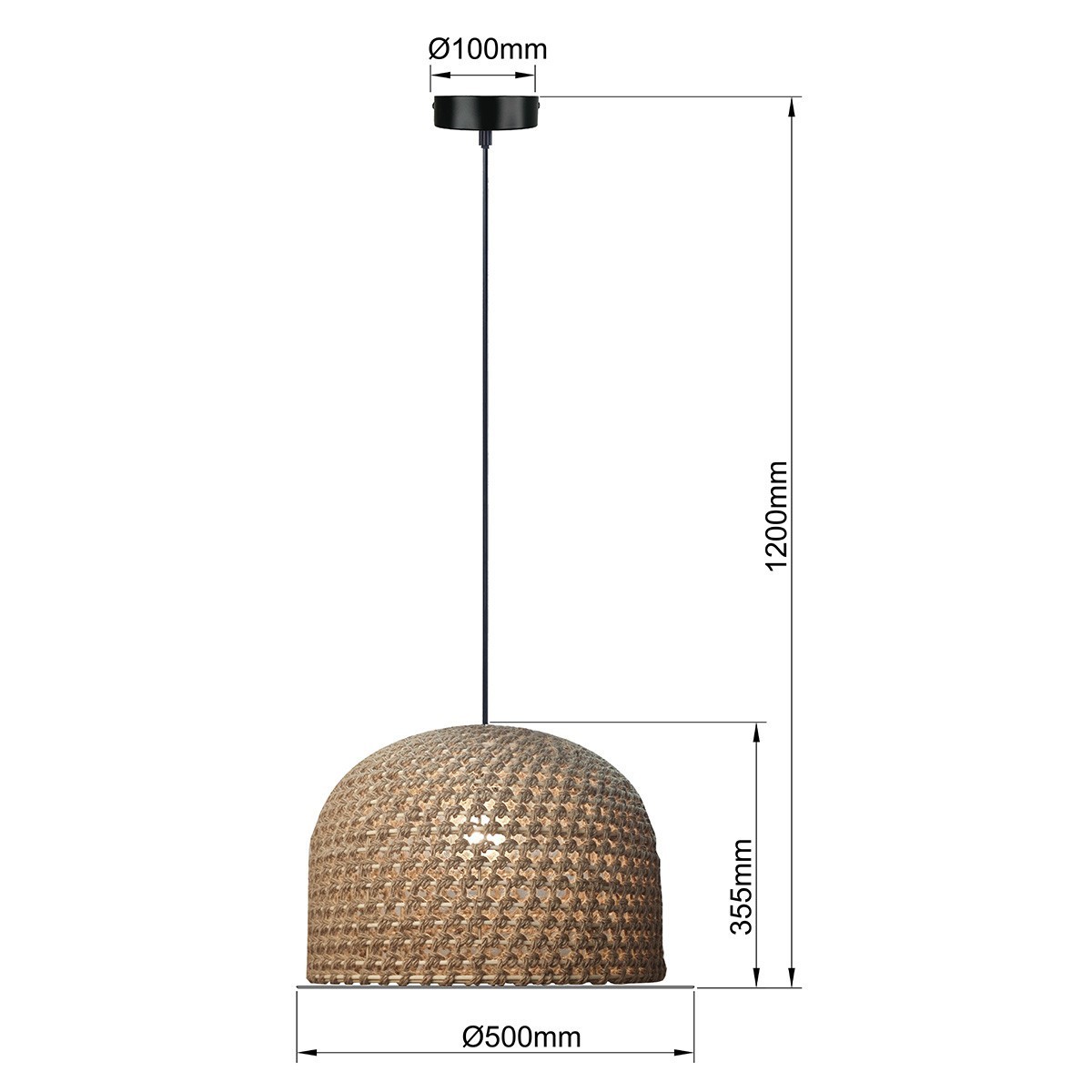 Light Prestige LP-2025/1P 50 cm Rattanowa lampa wisząca Kanso 50 cm jasne drewno 1xE27