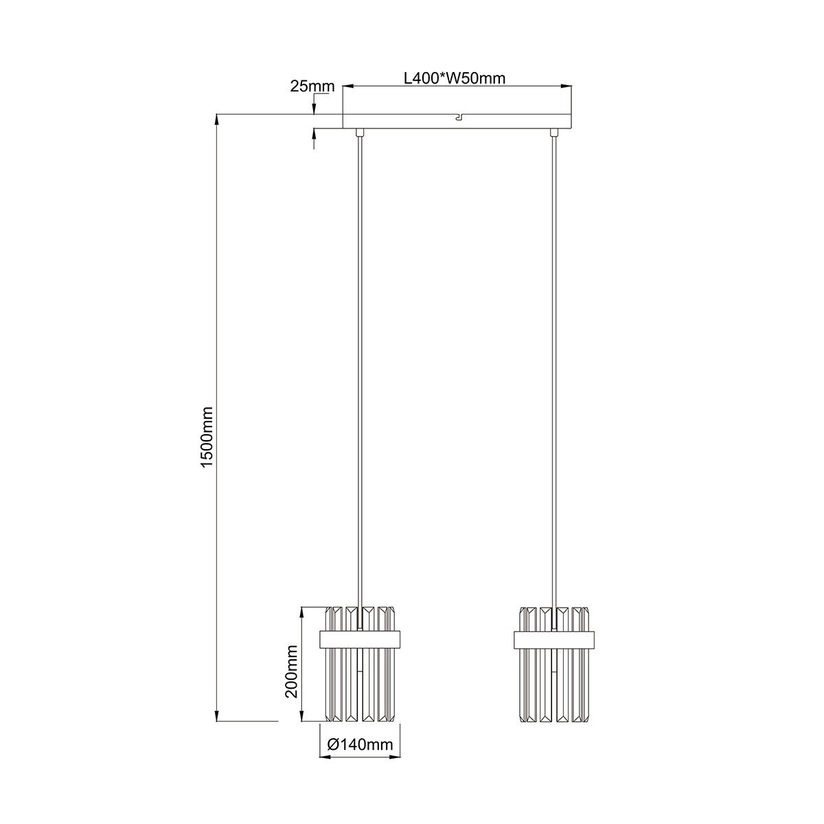 Light Prestige LP-2910/2L CH Lampa wisząca Vetro chrom 2xE14