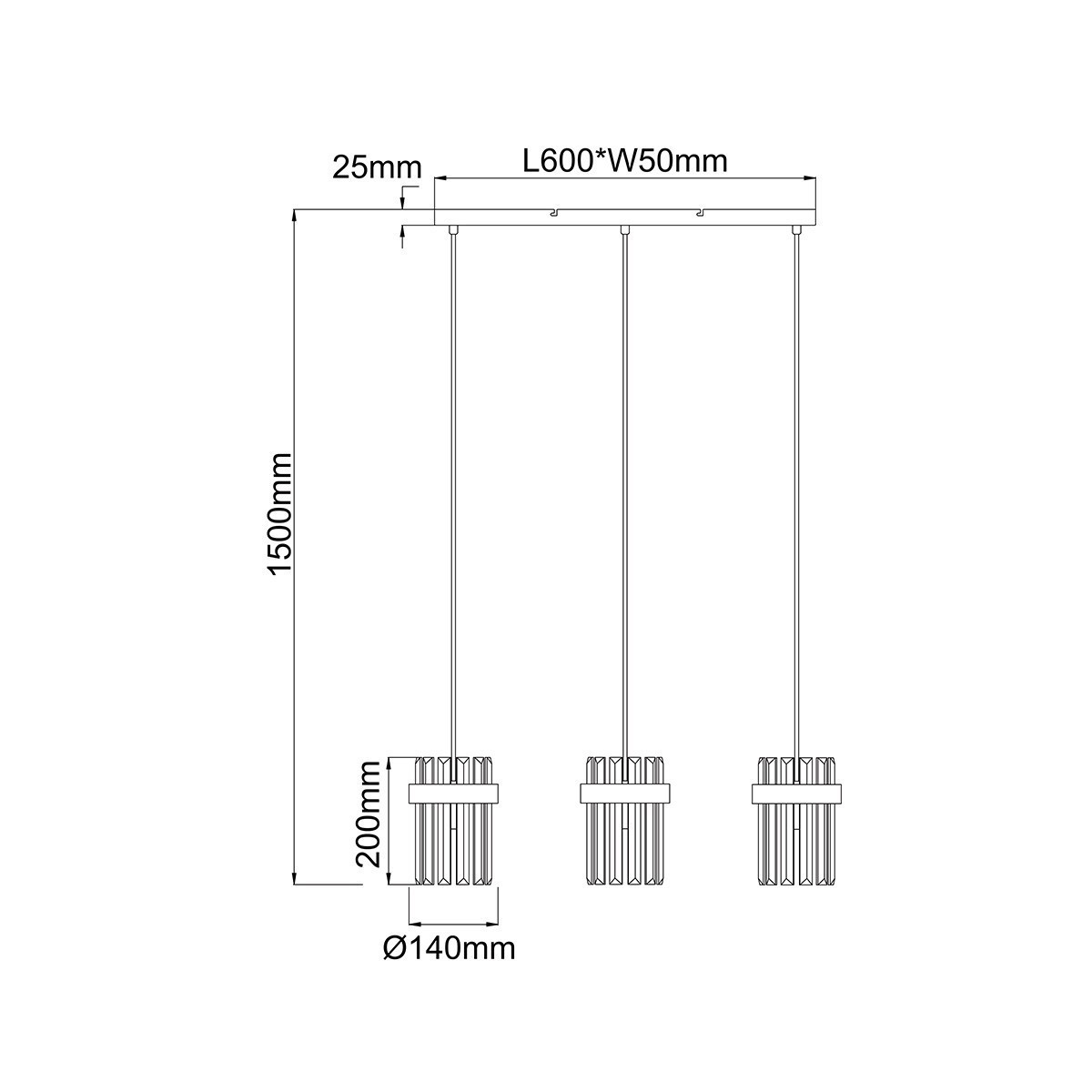 Light Prestige LP-2910/3L CH Lampa wisząca Vetro chrom 3xE14