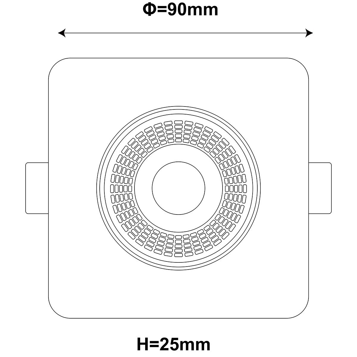 Light Prestige LP-1506/1RS BK Square Ruchome kwadratowe oczko podtynkowe Plus czarne LED CCT