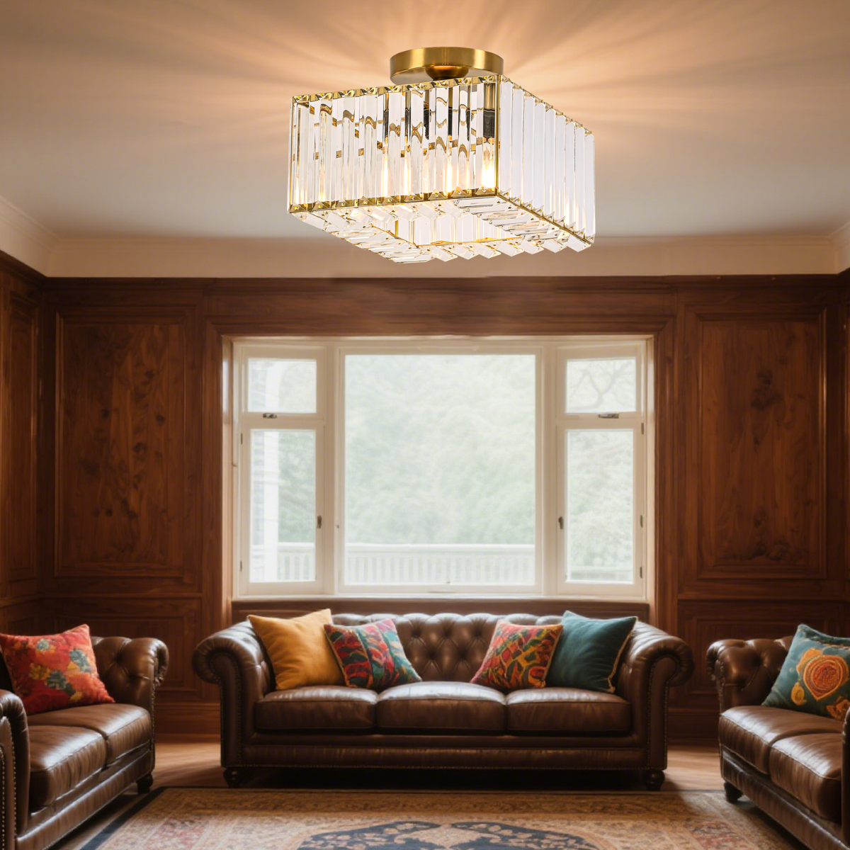 Light Prestige LP-2910/1C GD square Kwadratowy plafon Vetro złoty 1xE27