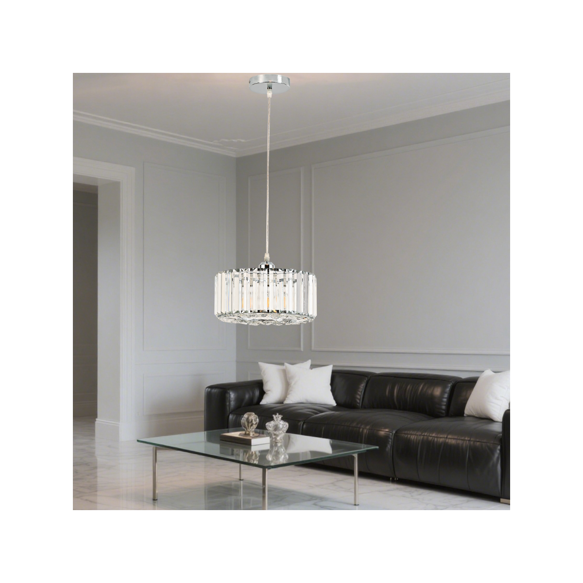 Light Prestige LP-2910/1P CH round Okrągła lampa wisząca Vetro chrom 1xE27