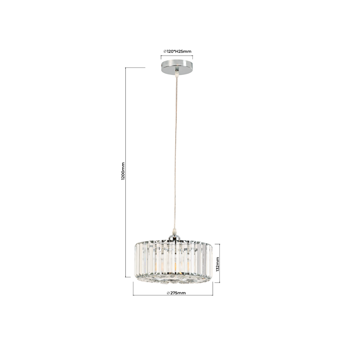 Light Prestige LP-2910/1P CH round Okrągła lampa wisząca Vetro chrom 1xE27